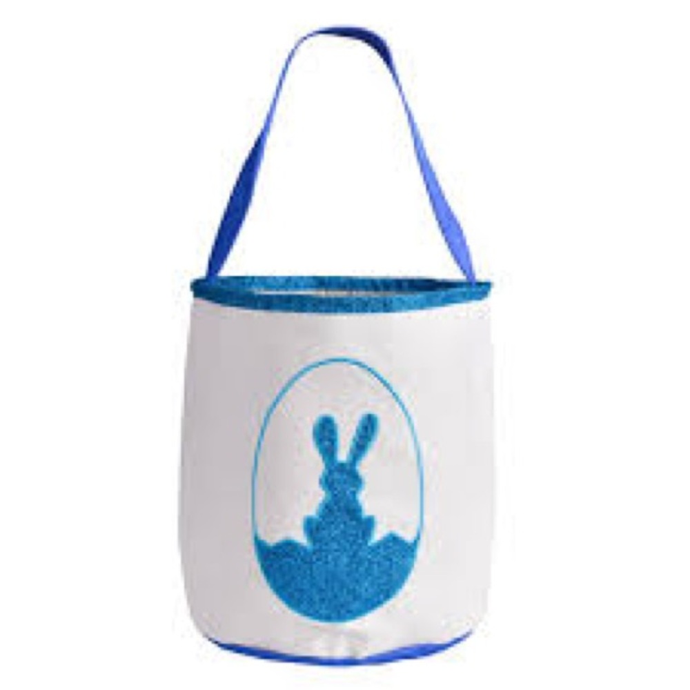 Blue and White Tote Bag with Bunny Design